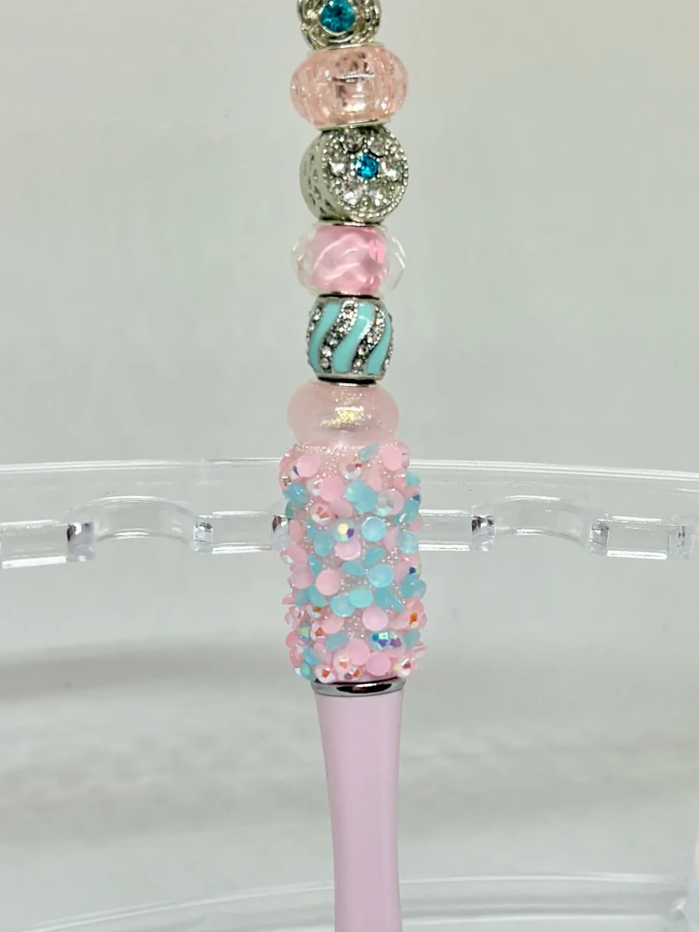Hand Crafted Beaded Crystal Pens in Pastel Pink, Aqua, Teal, White